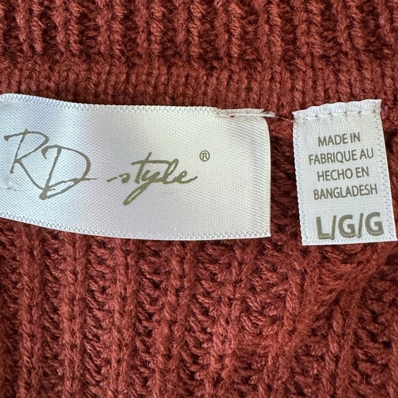 NWT STITCH FIX RD STYLE Women's Sz L Long Sleeve Josslyn V Neck Sweater Rust - Picture 3 of 13